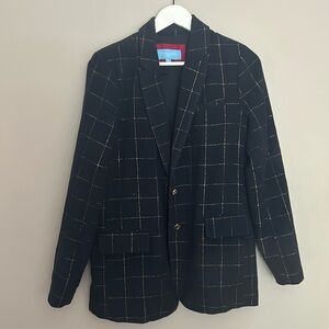 Plaid Blazer Draper James Navy/ Gold